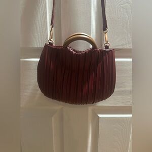 Melie Bianco Brown Pleated Crossbody Bag